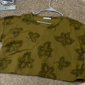 Zara Basics cropped green top